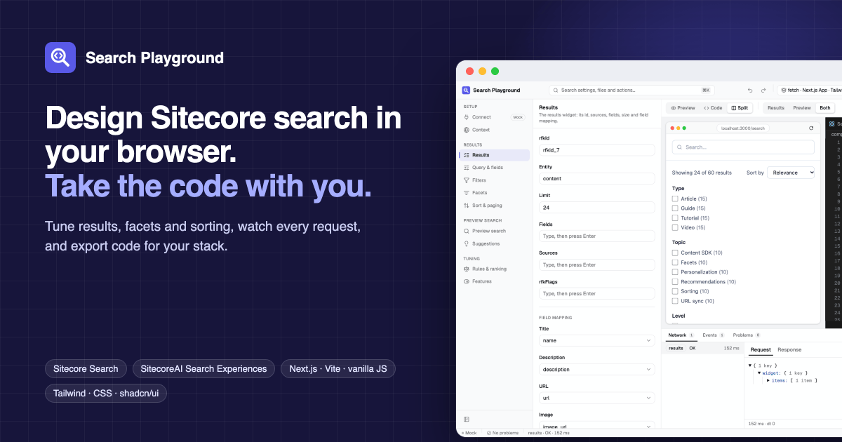 Search Playground: design Sitecore search in your browser, then take the code with&nbsp;you